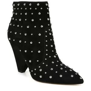 SAM EDELMAN ROYA BLACK SUEDE STUDDED CONE HEEL ANKLE BOOTS SIZE 6